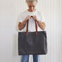 Over Sized Canvas And Leather Tote Beach Bag, thumbnail 1 of 4