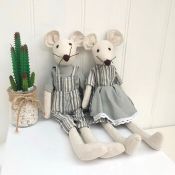 Personalised Soft Toy Linen Mouse, 4 of 7