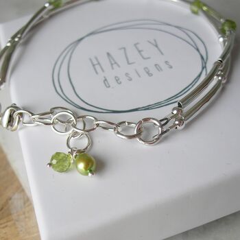 Peridot And Silver Double Stranded Bracelet, 3 of 6