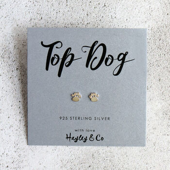 Top Dog Sterling Silver Paw Print Earrings, 6 of 9