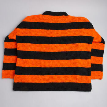 Halloween Pumpkin Stripe Jumper Knitting Kit, 4 of 6
