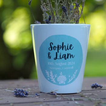 Personalised Seaside Wedding Plant Pot, 2 of 3