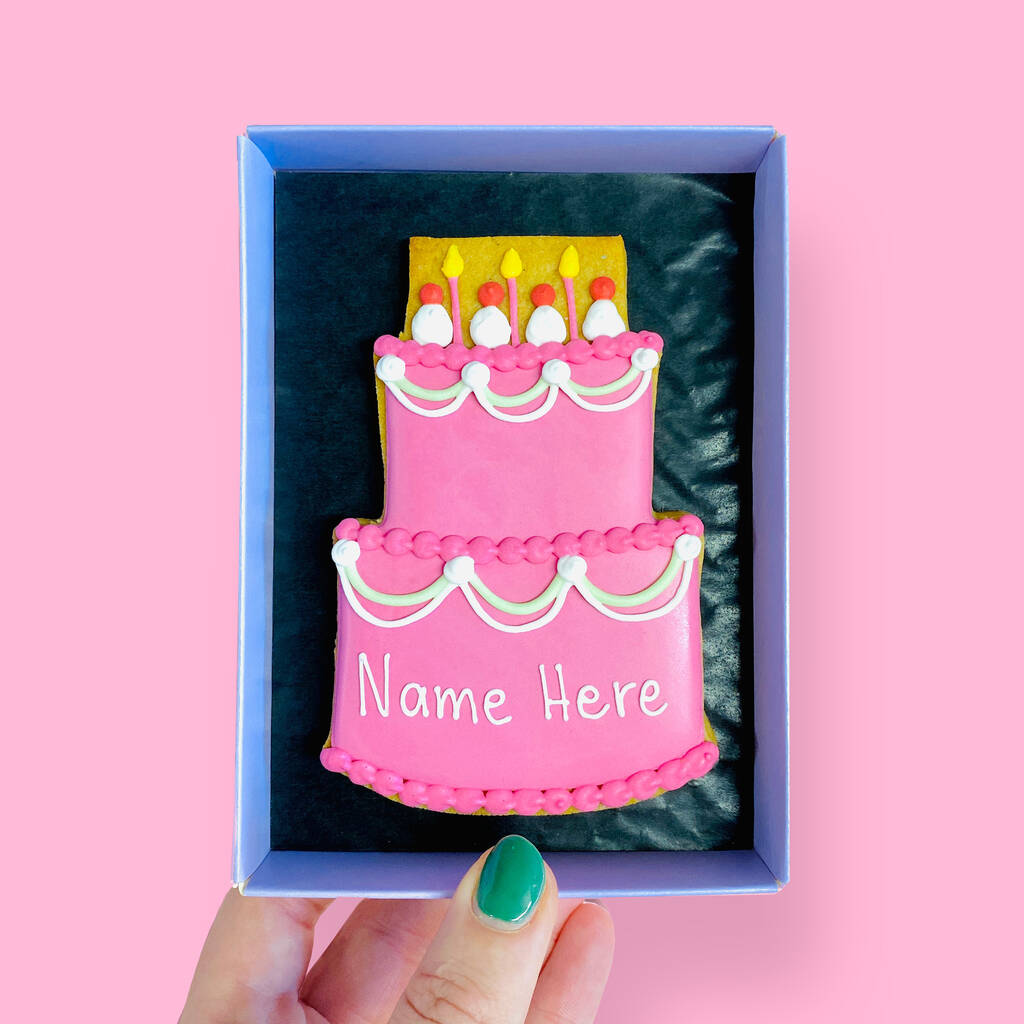 Personalised Birthday Cake Letterbox Cookie Pink, 1 of 2