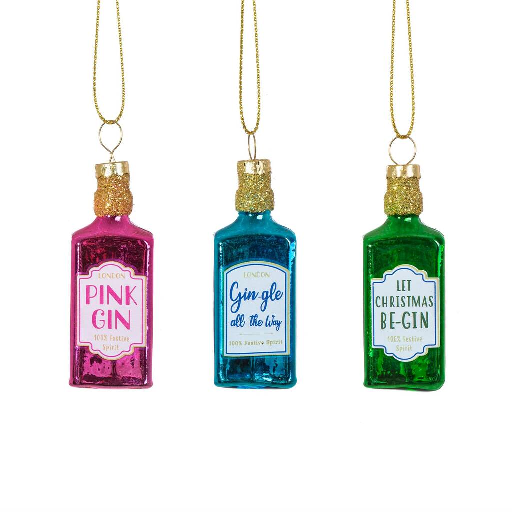 Glass Christmas Gin Bauble Set By Posh Totty Designs Interiors