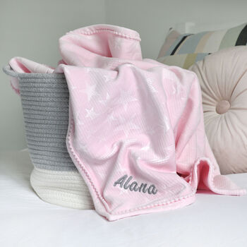 Personalised Embossed Star Pink Baby Blanket, 4 of 8