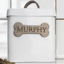 Personalised Farmhouse Pet Treat Tin With Walnut Nameplate, thumbnail 5 of 7