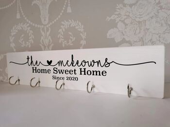 Personalised Wooden Plaque With Key Hooks, 3 of 5