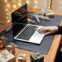 Recycled Bonded Leather Personalised Desk Mat Christmas Gift For Him Or Her, thumbnail 1 of 12