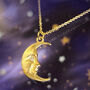 Solid Gold Moonface Necklace With Real Diamond Eye, thumbnail 3 of 12