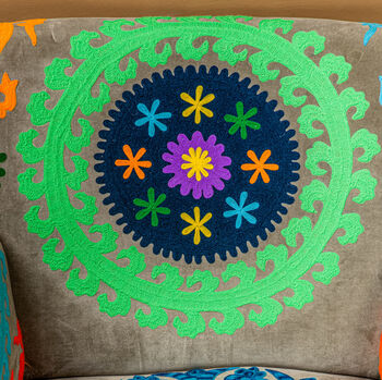 Multicolour Embroidered Velvet Armchair, 3 of 8