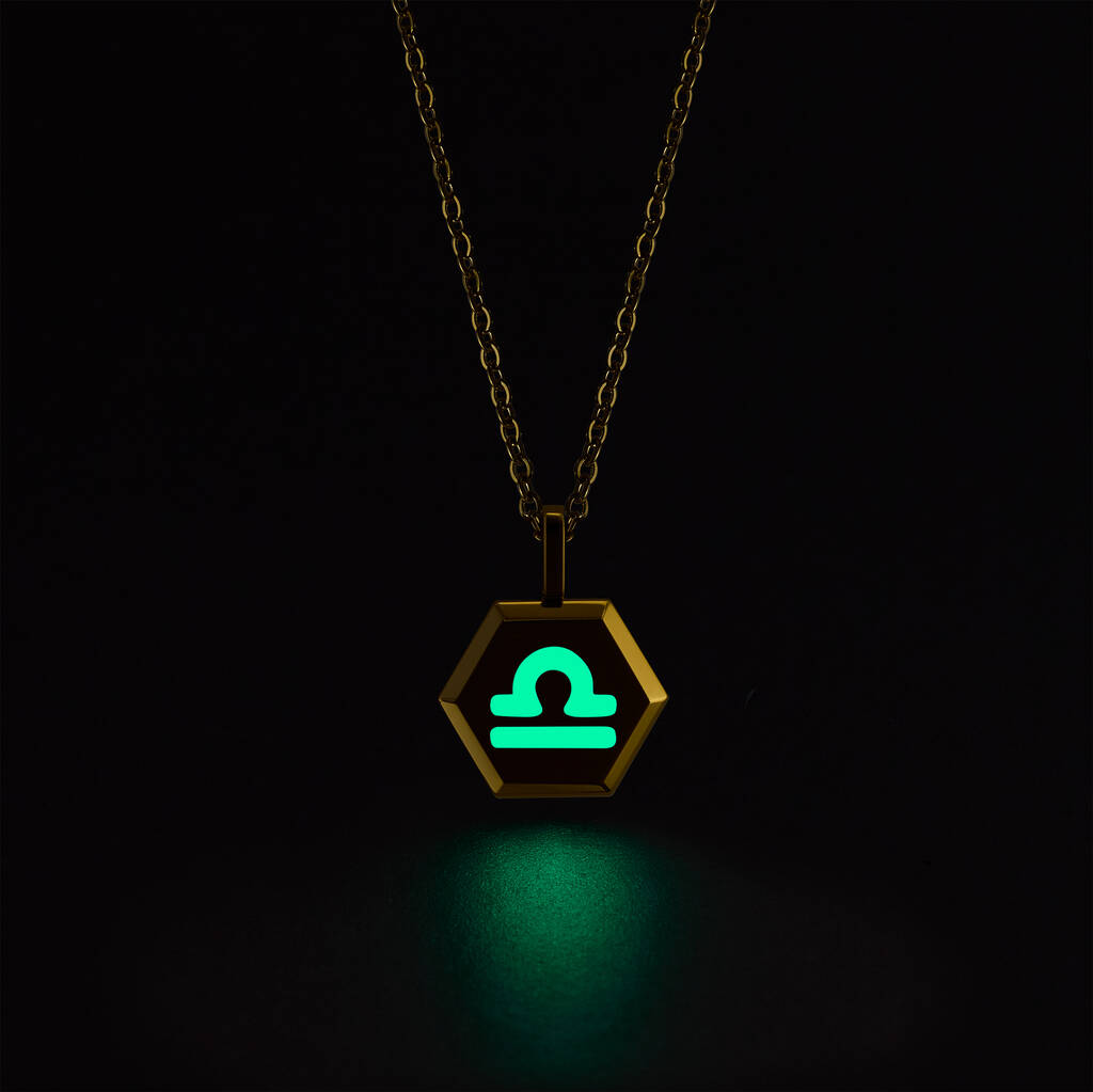 Libra Zodiac Glowing Pendant Necklace With Uv Keyring Torch, 1 of 12