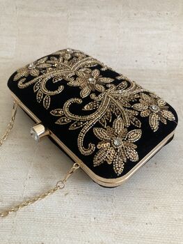 Black Velvet Rectangular Clutch Bag, 2 of 10