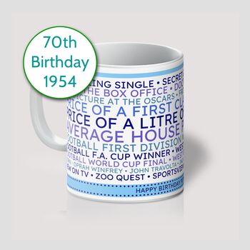 Personalised 70th Birthday Mug Gift 1954, 12 of 12