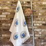 White With Blue Eye Organic Cotton Peshtemal Towel, thumbnail 1 of 5