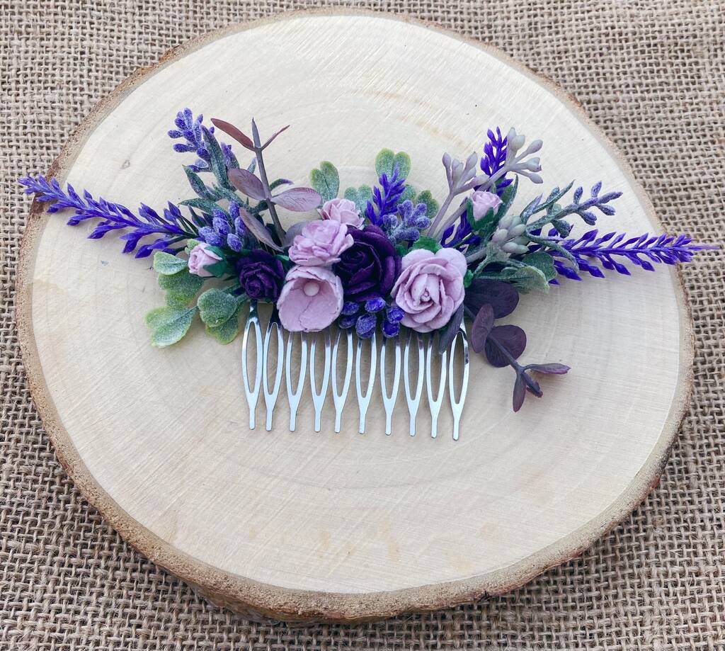 Purple And Lavender Flower Hair Comb, 1 of 6