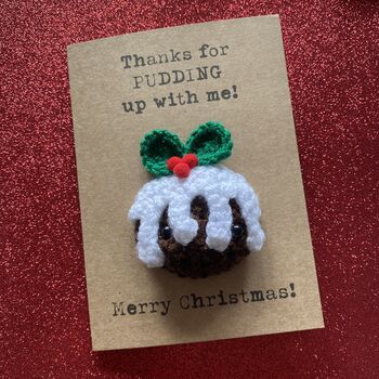 Pudding Crochet Christmas Card Handmade, 3 of 8