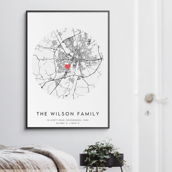 Family Home Map Print Mother's Day Gift Personalised, 2 of 3