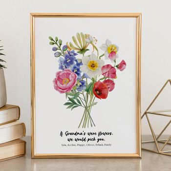 Personalised Birth Flower Grandma's Bunch Print, 5 of 9