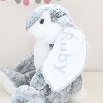 Personalised Grey Plush Bunny Rabbit, 2 of 3