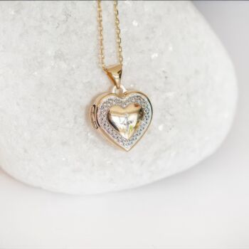 9ct Mixed Gold Diamond Heart Locket, 3 of 9