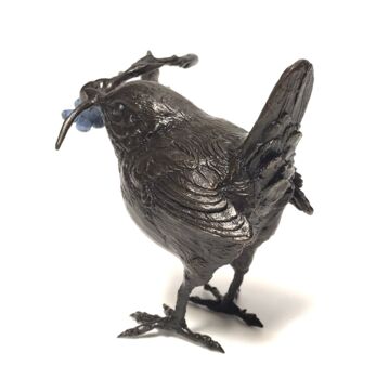 Limited Edition Bronze Wren With Bluebells Figurine, 4 of 6