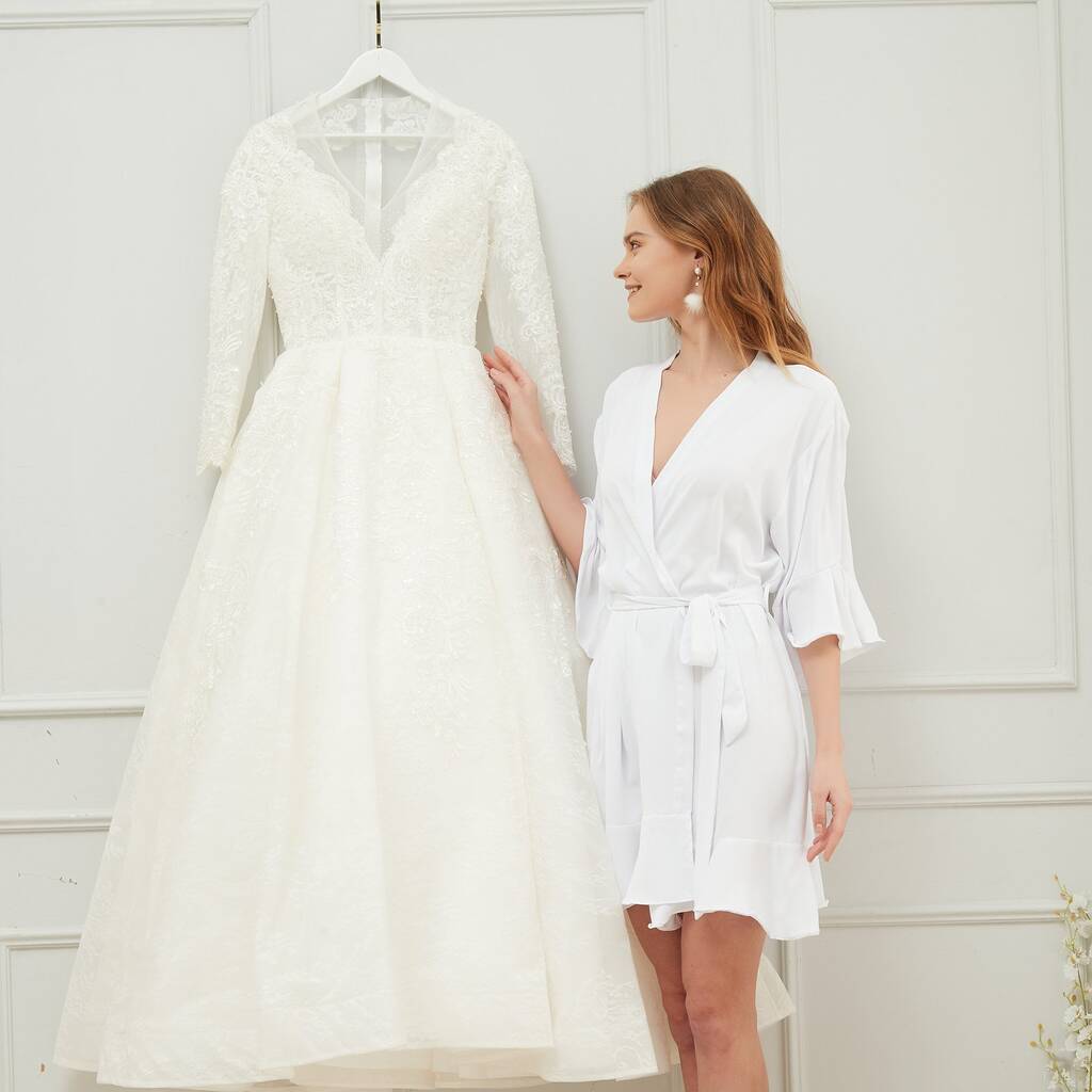 White Ruffle Personalised Robe By AL Gift