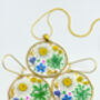 Medium Earrings With Daisies, Lavender And Green Flowers, thumbnail 5 of 12