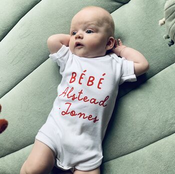Bébé Announcement, Personalised Baby Grow, 5 of 9