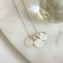 Initial Discs Necklace Sterling Silver Or Gold Vermeil, thumbnail 5 of 6