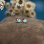 Sterling Silver Tiny Green Opal Stud Earrings, thumbnail 4 of 12