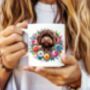 Personalised Chocolate Cockapoo Floral Summer Dog Wreath Gift Keepsake Mug, thumbnail 1 of 2