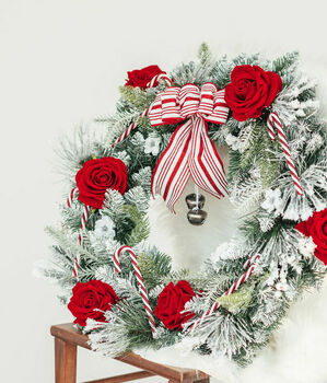 Candy Cane Forest Luxury Faux Christmas Wreath, 5 of 10