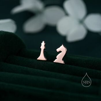 Tiny Chess Piece Stud Earrings In Sterling Silver, 2 of 11