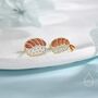 Mismatched Salmon And Prawn Sushi Stud Earrings In Sterling Silver, thumbnail 4 of 12