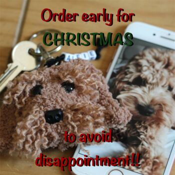 Personalised Crochet Dog Face Keyring Letterbox Gift, 2 of 12