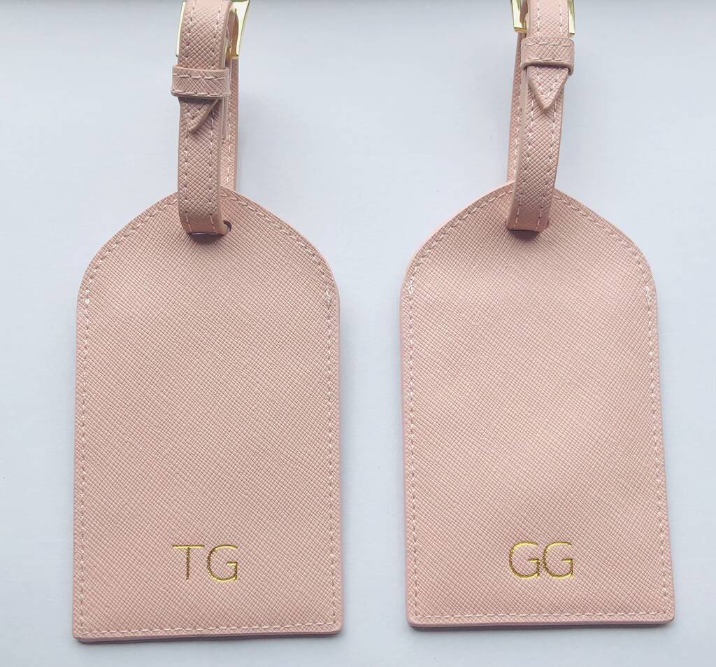 Set Of Two Personalised Real Leather Luggage Tags By Magpie Decor