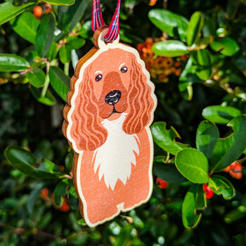 Cocker Spaniel Dog Hanging Wooden Christmas Decoration, 2 of 6