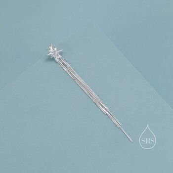 Starburst Dangle Drop Stud Earrings In Sterling Silver, 5 of 11