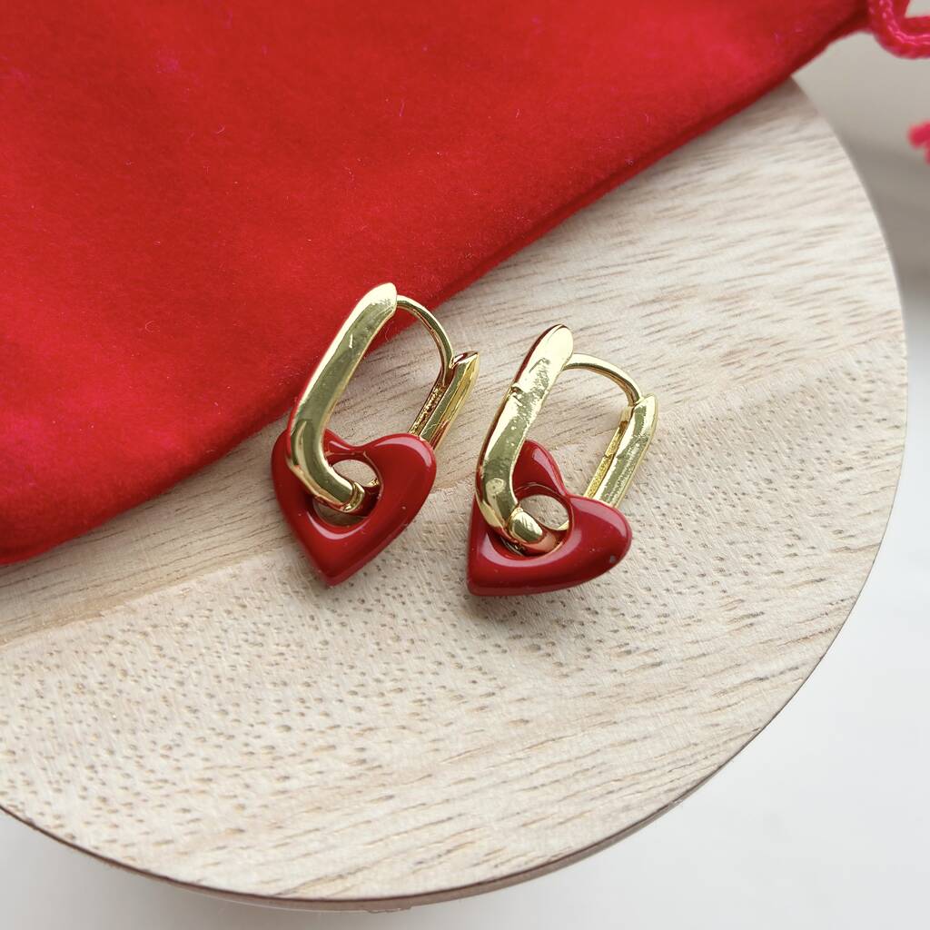 Red Heart Earrings, 1 of 1
