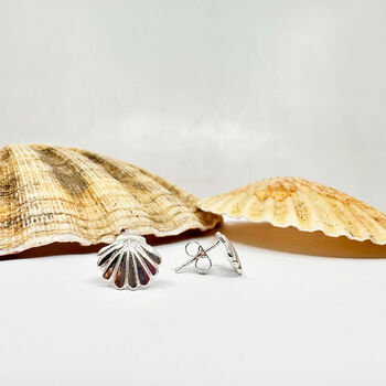 Silver Scallop Shell Earrings, 2 of 7