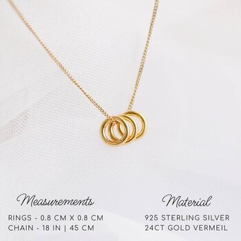 Gift For 50th Birthday, Five Rings Necklace, 50th Birthday Jewellery, 5 of 6