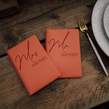 Personalised Couples Script Passport Covers, 4 of 6