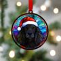 Springer Spaniel Black In Santa Hat Suncatcher Decoration, thumbnail 3 of 6