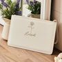 Personalised White Birth Flower Name Pouch, thumbnail 1 of 4