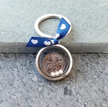 Something Old, New, Borrowed, Blue Bridal Sixpence Keyring, 3 of 12