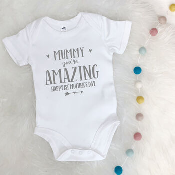 Mummy You're Amazing Happy Mother's Day Babygrow, 6 of 9