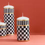 G Decor Black And White Checkered Candles With Gold Accent, thumbnail 2 of 2