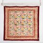 Deep Red, Green And Mustard Floral Indian Block Printed Cotton Bed Quilt, thumbnail 4 of 9