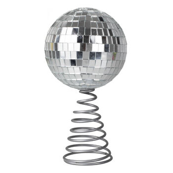 Silver Disco Ball Christmas Tree Topper, 2 of 2
