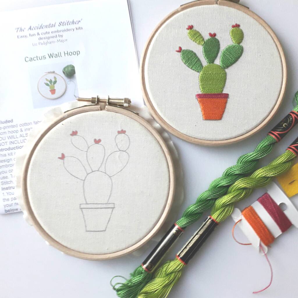 Cactus Embroidery Kit, Full Kit By The Accidental Stitcher